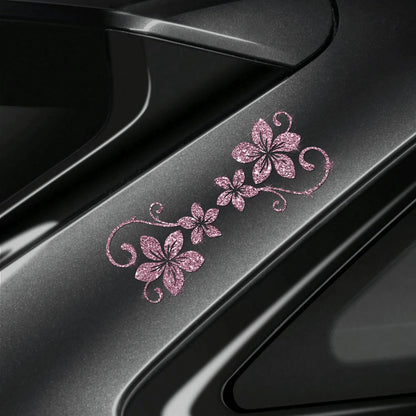 1pc Glitter Vine Floral Self-Adhesive Car Sticker, Elegant Floral Pattern, No Residue, Easy To Apply, Suitable For Car, Motorcycle, Truck, Glass Window And Laptop Decoration, Perfect Decor For Plant L