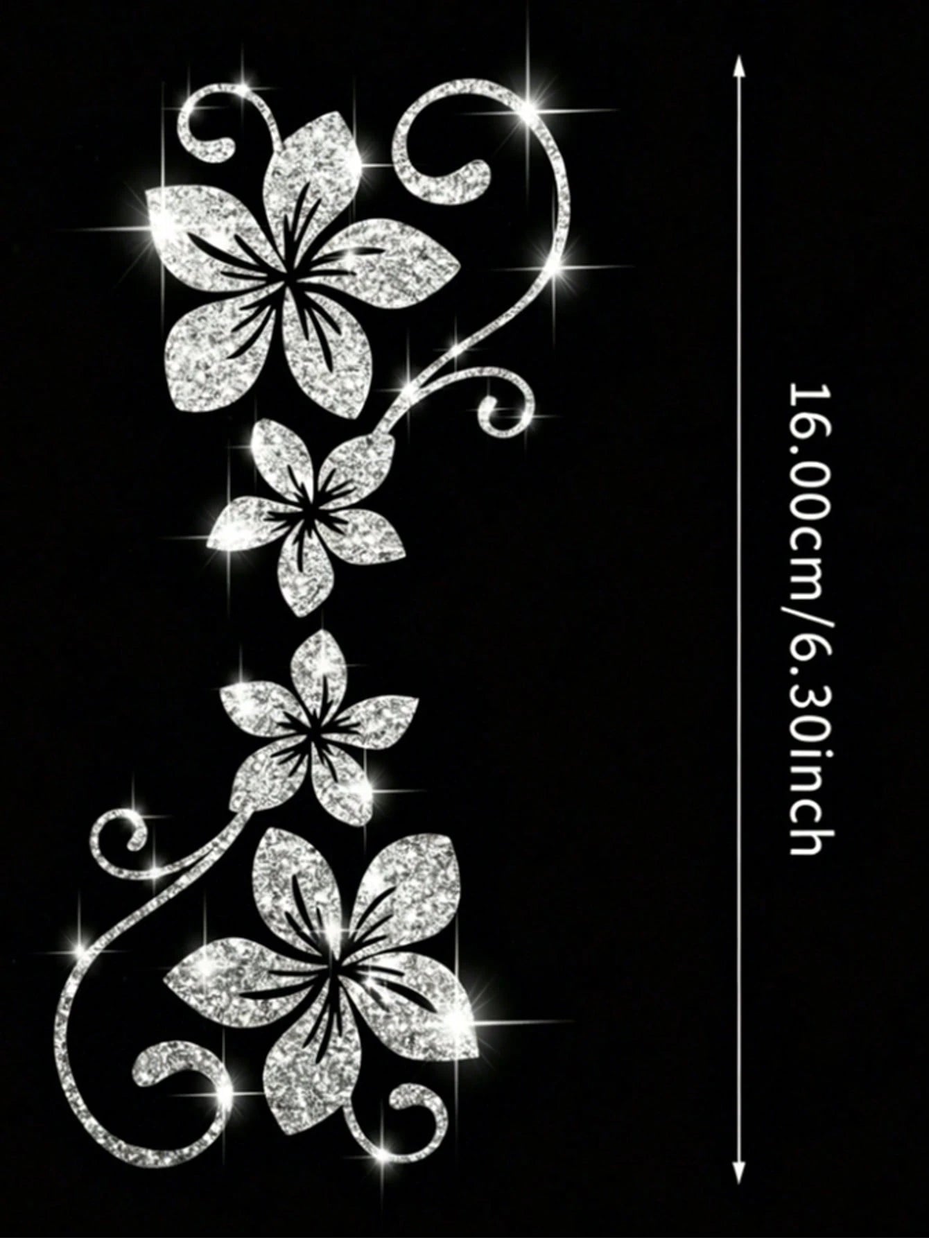 1pc Glitter Vine Floral Self-Adhesive Car Sticker, Elegant Floral Pattern, No Residue, Easy To Apply, Suitable For Car, Motorcycle, Truck, Glass Window And Laptop Decoration, Perfect Decor For Plant L