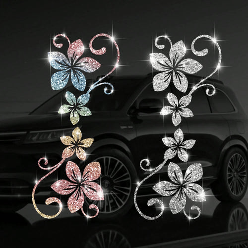 1pc Glitter Vine Floral Self-Adhesive Car Sticker With Elegant Flower Patterns. Residue-Free, Simple To Paste. Ideal Decorative Decal For Cars, Motorcycles, Trucks, Glass Windows And Laptops, Perfect