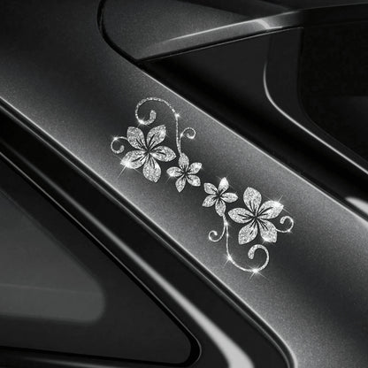 1pc Glitter Vine Floral Self-Adhesive Car Sticker With Elegant Flower Patterns. Residue-Free, Simple To Paste. Ideal Decorative Decal For Cars, Motorcycles, Trucks, Glass Windows And Laptops, Perfect