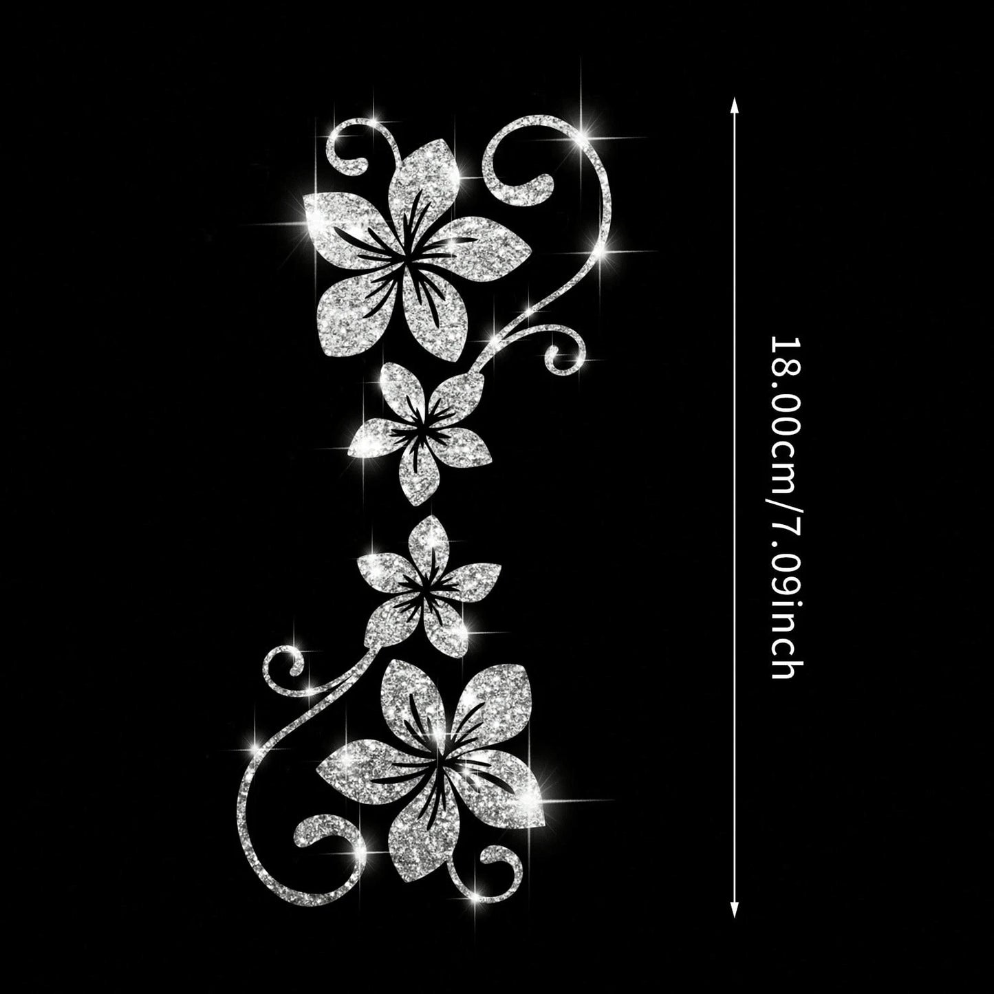 1pc Glitter Vine Floral Self-Adhesive Car Sticker With Elegant Flower Patterns. Residue-Free, Simple To Paste. Ideal Decorative Decal For Cars, Motorcycles, Trucks, Glass Windows And Laptops, Perfect