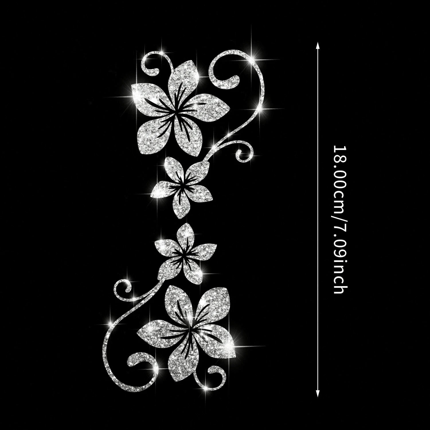 1pc Glitter Vine Floral Self-Adhesive Car Sticker With Elegant Flower Patterns. Residue-Free, Simple To Paste. Ideal Decorative Decal For Cars, Motorcycles, Trucks, Glass Windows And Laptops, Perfect