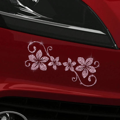 1pc Glitter Vine Floral Self-Adhesive Car Sticker With Elegant Flower Patterns. Residue-Free, Simple To Paste. Ideal Decorative Decal For Cars, Motorcycles, Trucks, Glass Windows And Laptops, Perfect