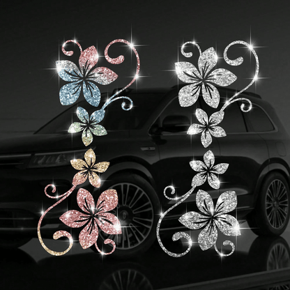 1pc Glitter Vine Floral Self-Adhesive Car Sticker With Elegant Flower Patterns. Residue-Free, Simple To Paste. Ideal Decorative Decal For Cars, Motorcycles, Trucks, Glass Windows And Laptops, Perfect