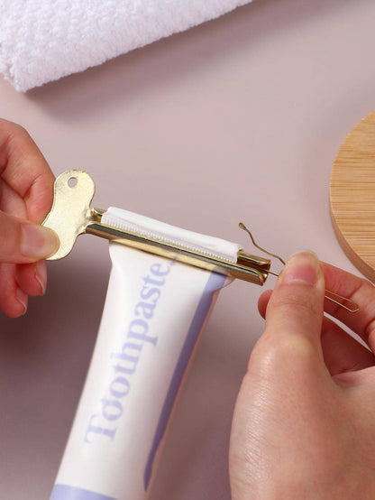 1pc Gold Stainless Steel Toothpaste Squeezer, Suitable For Hand Cream, Ointment, And Aluminum Tubes Toothpaste Home Bathroom Decor Fall Decor Back To School