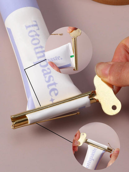 1pc Gold Stainless Steel Toothpaste Squeezer, Suitable For Hand Cream, Ointment, And Aluminum Tubes Toothpaste Home Bathroom Decor Fall Decor Back To School