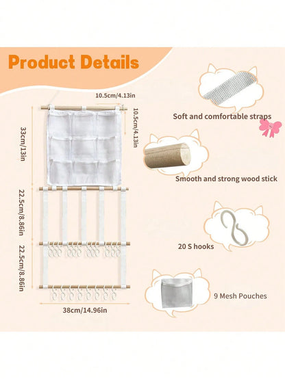 1pc Hair Accessory Organizer Rack, Hair Band Holder, Suitable For Girls, With Hooks To Store Hair Clips, Hair Bands, Hair Accessories, Can Be Hung On Wall, Ideal For Decorating Baby Room, Nursery, Gir