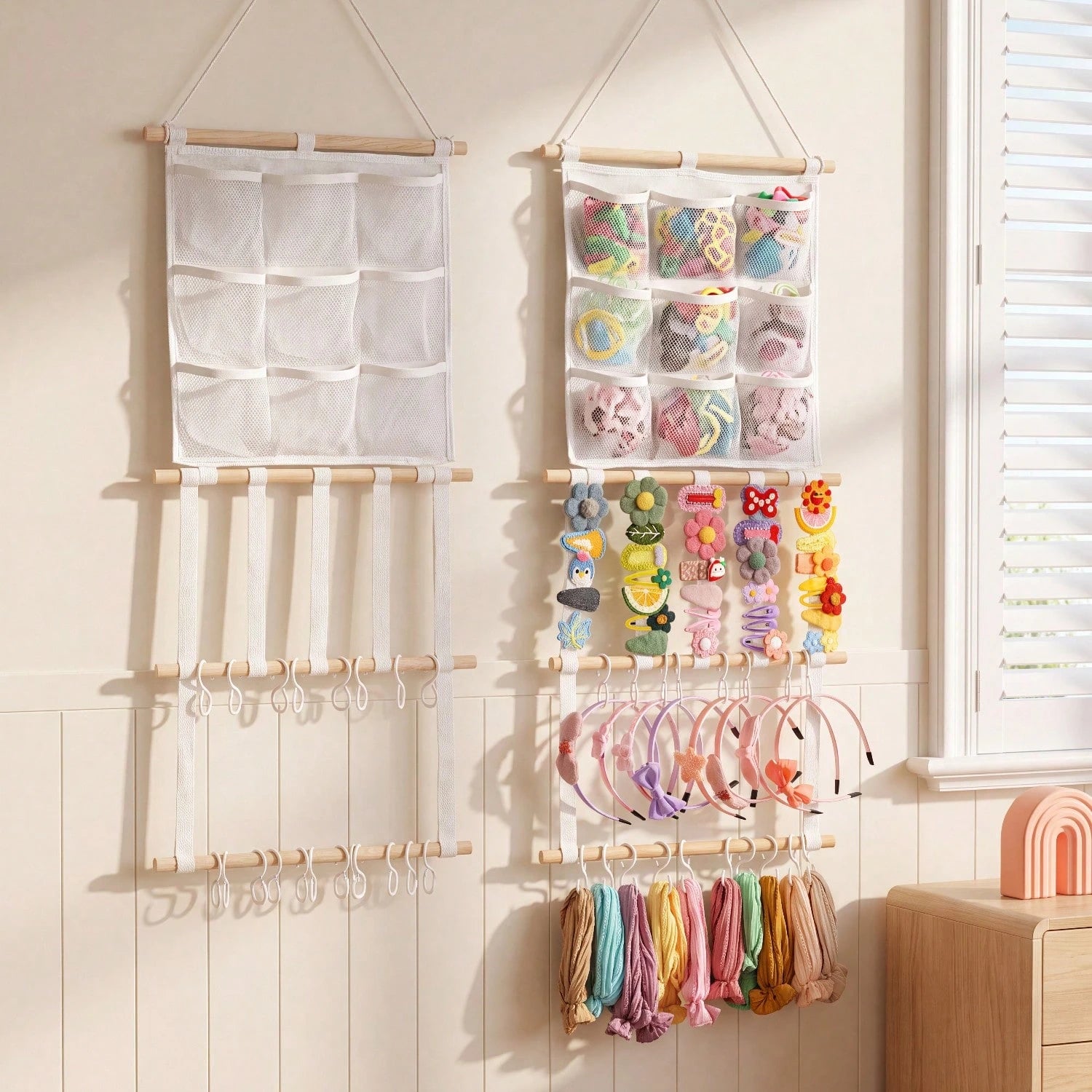 1pc Hair Accessory Organizer Rack, Hair Band Holder, Suitable For Girls, With Hooks To Store Hair Clips, Hair Bands, Hair Accessories, Can Be Hung On Wall, Ideal For Decorating Baby Room, Nursery, Gir
