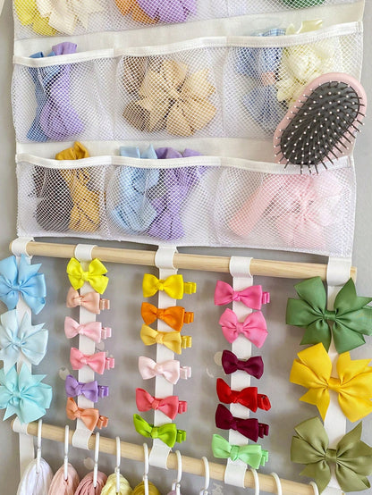1pc Hair Accessory Organizer Rack, Hair Band Holder, Suitable For Girls, With Hooks To Store Hair Clips, Hair Bands, Hair Accessories, Can Be Hung On Wall, Ideal For Decorating Baby Room, Nursery, Gir