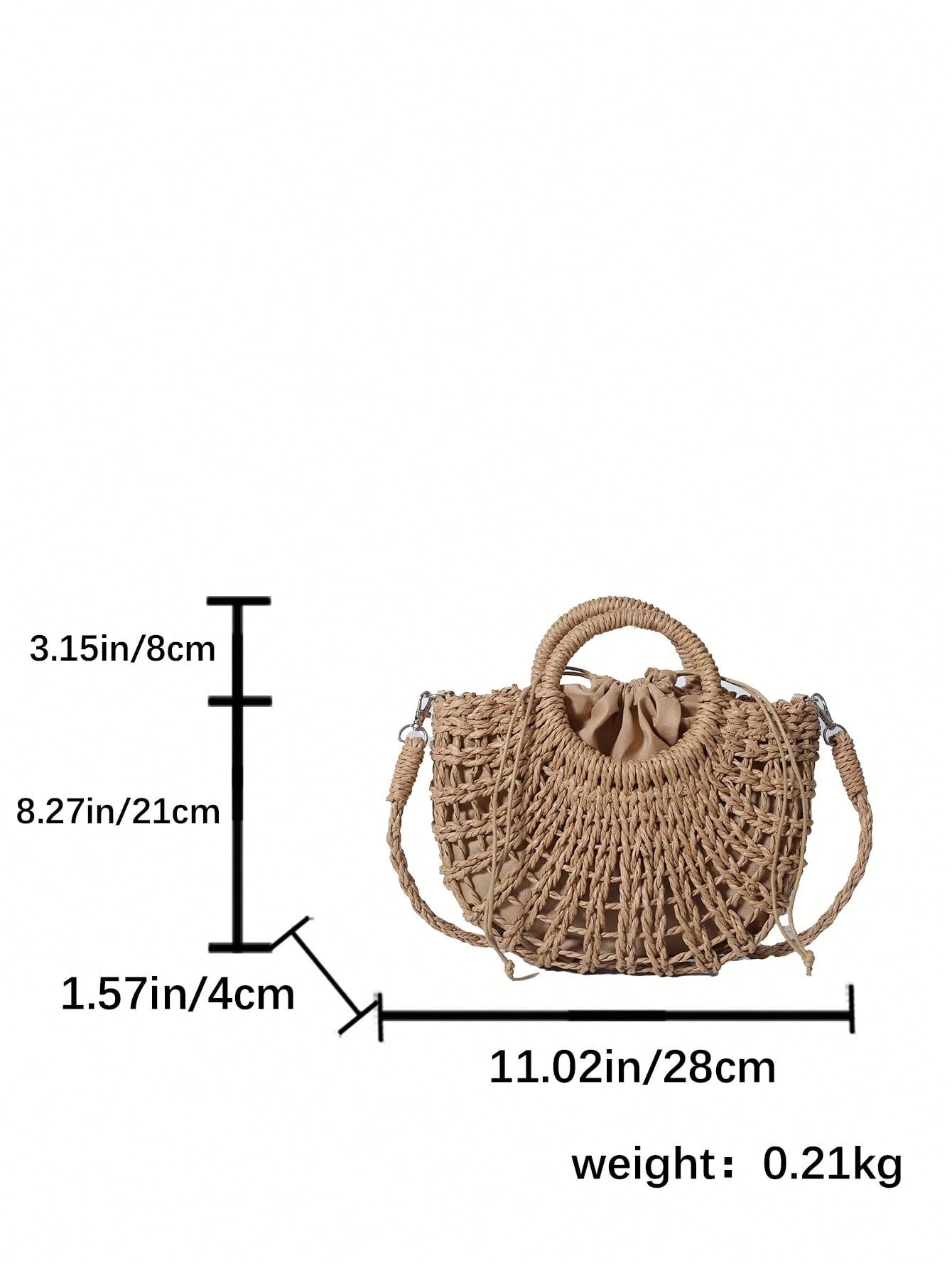 1pc Half-Moon Hollow Out Handbag, Fashionable Beach Vacation Straw Woven Bag, Vacation Bag For Summer, Perfect For Beach Vacation, Travel, Boho Chic