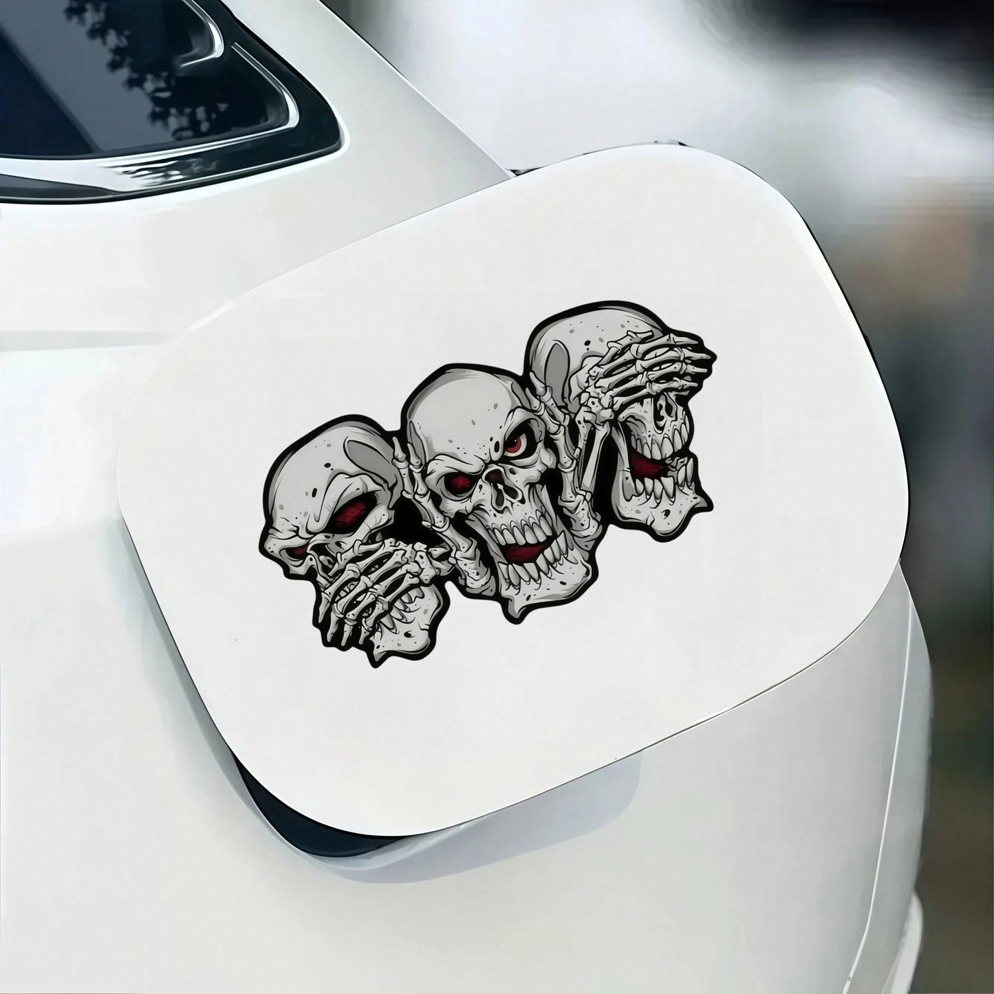1pc Halloween Creative Red-Eyed Ghost Skull Car Body Sticker, Vinyl Waterproof & Sun-Resistant, Suitable For Car Rear Window, Fuel Tank Cover, Tail, Side Window, Motorcycle Personalized Modification S