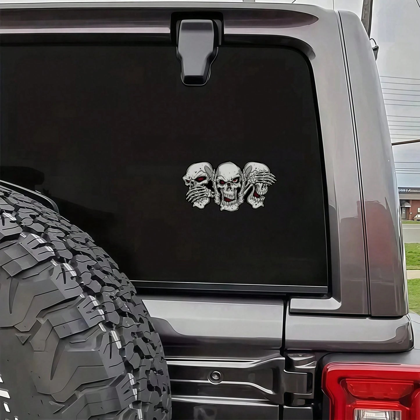 1pc Halloween Creative Red-Eyed Ghost Skull Car Body Sticker, Vinyl Waterproof & Sun-Resistant, Suitable For Car Rear Window, Fuel Tank Cover, Tail, Side Window, Motorcycle Personalized Modification S