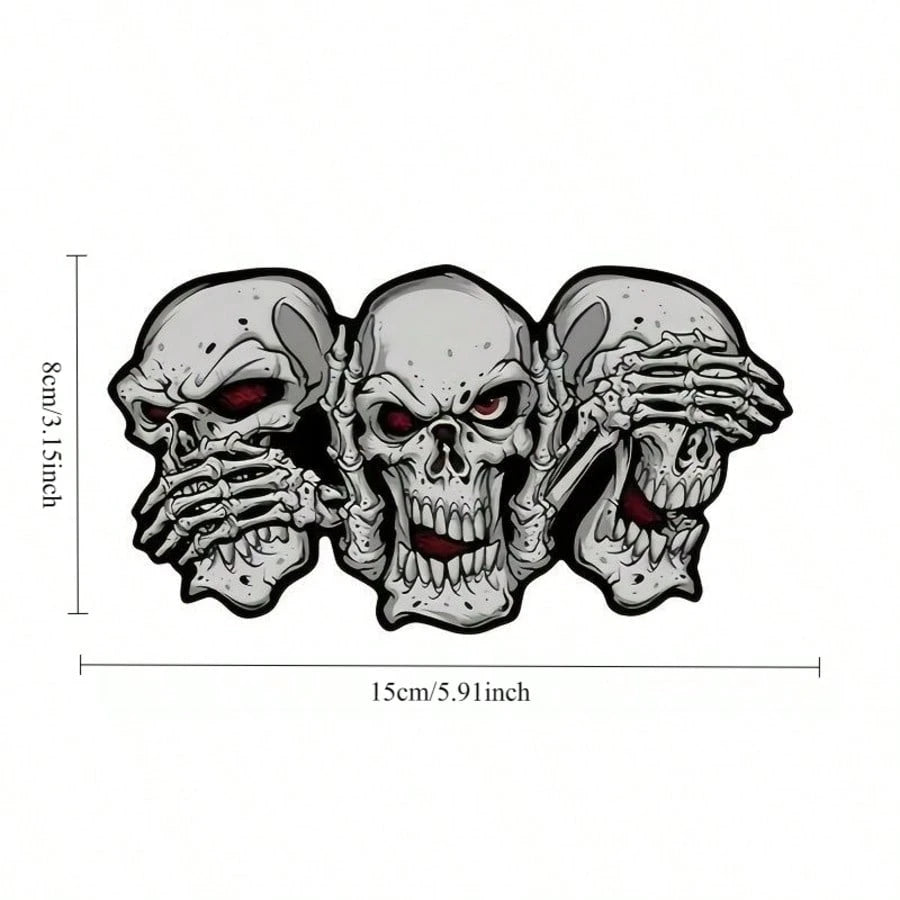 1pc Halloween Creative Red-Eyed Ghost Skull Car Body Sticker, Vinyl Waterproof & Sun-Resistant, Suitable For Car Rear Window, Fuel Tank Cover, Tail, Side Window, Motorcycle Personalized Modification S