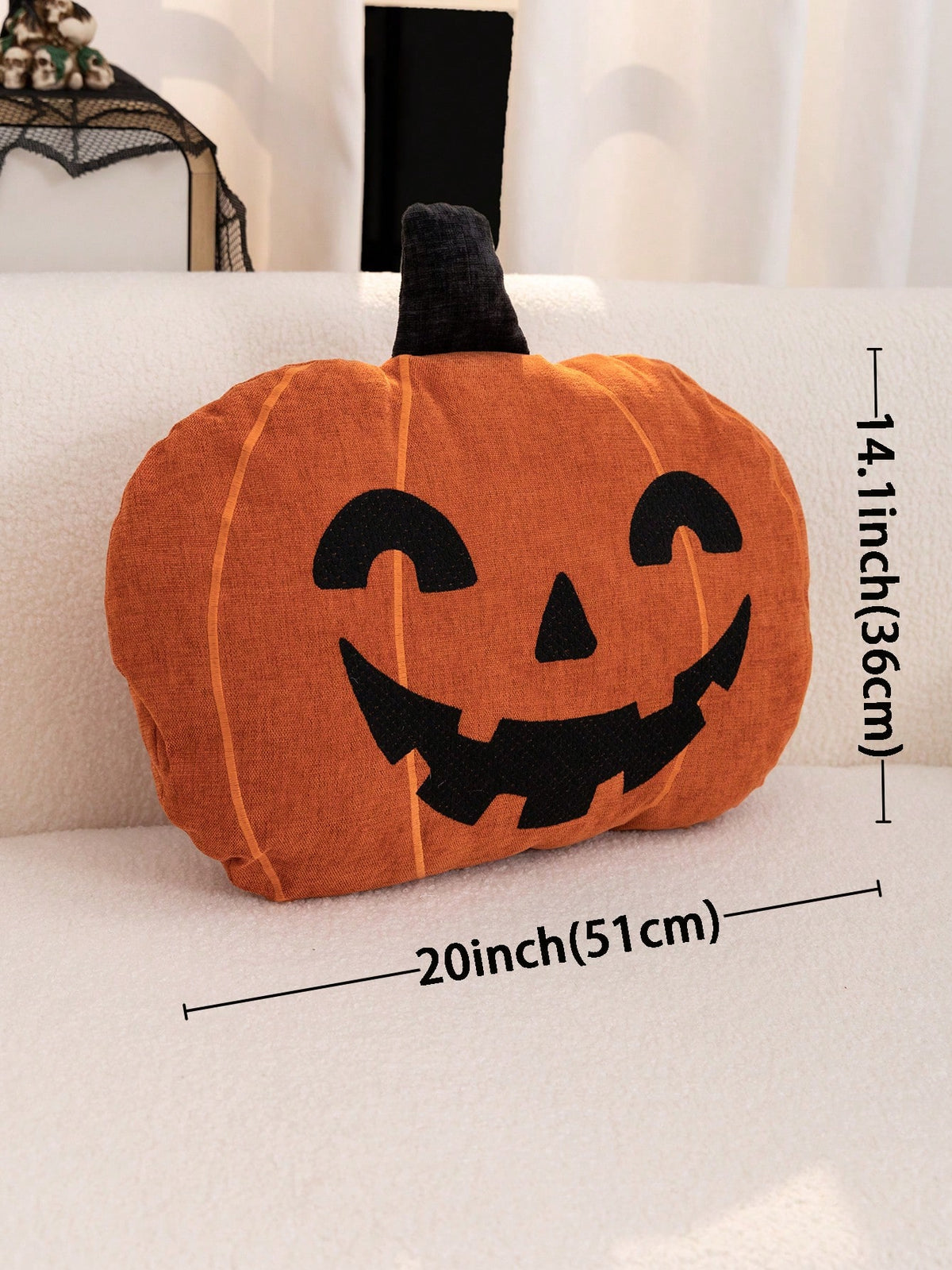 1pc Halloween Orange Pumpkin Embroidered Pillow Case, Suitable For Indoor Decoration, Halloween Decoration, Ghost Festival Decoration Pillow Case, Without Insert