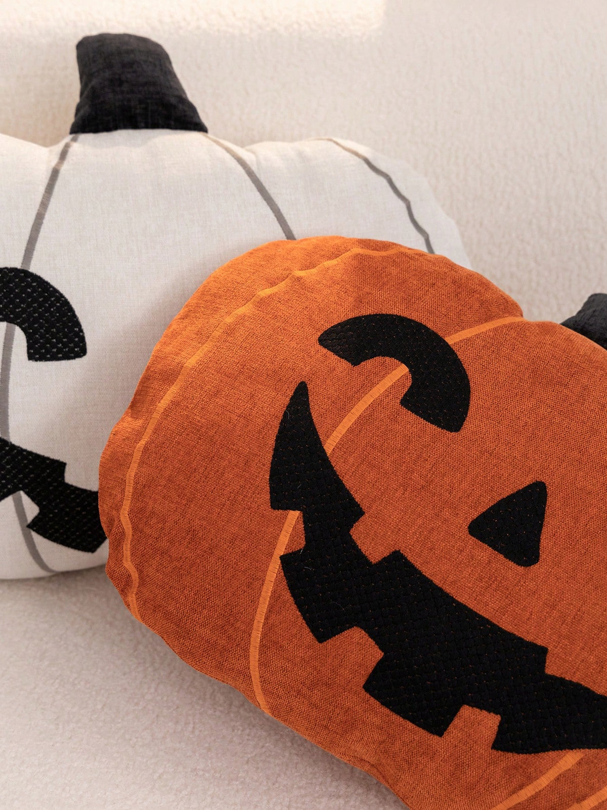 1pc Halloween Orange Pumpkin Embroidered Pillow Case, Suitable For Indoor Decoration, Halloween Decoration, Ghost Festival Decoration Pillow Case, Without Insert