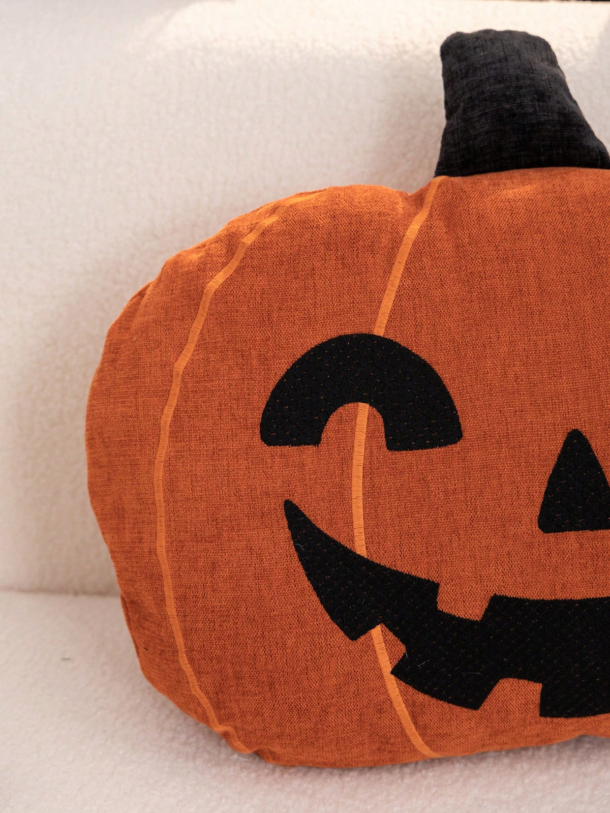 1pc Halloween Orange Pumpkin Embroidered Pillow Case, Suitable For Indoor Decoration, Halloween Decoration, Ghost Festival Decoration Pillow Case, Without Insert
