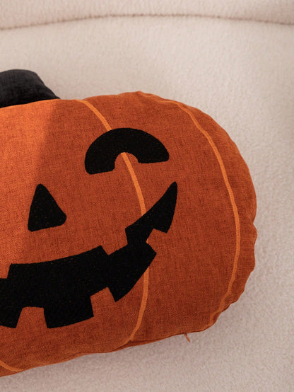 1pc Halloween Orange Pumpkin Embroidered Pillow Case, Suitable For Indoor Decoration, Halloween Decoration, Ghost Festival Decoration Pillow Case, Without Insert