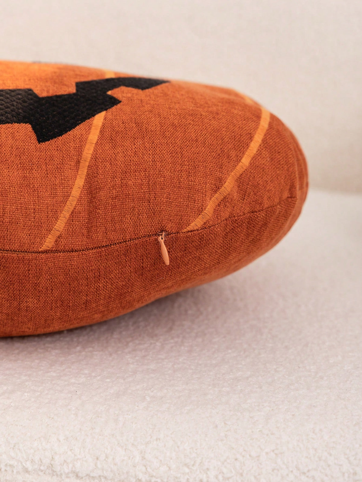 1pc Halloween Orange Pumpkin Embroidered Pillow Case, Suitable For Indoor Decoration, Halloween Decoration, Ghost Festival Decoration Pillow Case, Without Insert