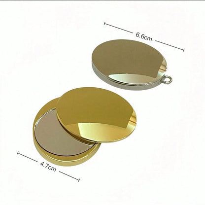 1pc Handheld Heart-Shaped Makeup Mirror, Miniature Simplistic Unbreakable Portable Double Sided Compact Folding Mirror For Touchups
