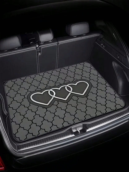 1PC Heart Print Car Trunk Mat, Elegant Universal Car Interior Trim For Multiple Models, Machine Washable & Easy To Clean Cargo Liner, Ideal Valentine's Day Gift For Women, Romantic Auto Accessories Fo