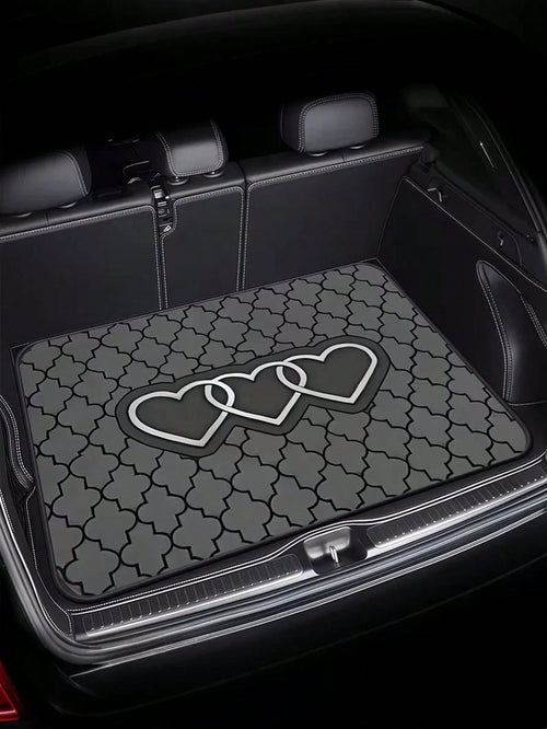 1PC Heart Print Car Trunk Mat, Elegant Universal Car Interior Trim For Multiple Models, Machine Washable & Easy To Clean Cargo Liner, Ideal Valentine's Day Gift For Women, Romantic Auto Accessories Fo