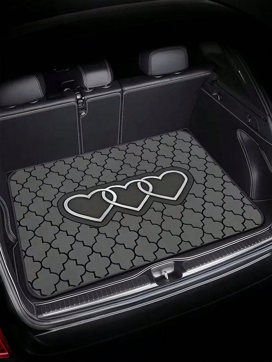 1PC Heart Print Car Trunk Mat, Elegant Universal Car Interior Trim For Multiple Models, Machine Washable & Easy To Clean Cargo Liner, Ideal Valentine's Day Gift For Women, Romantic Auto Accessories Fo