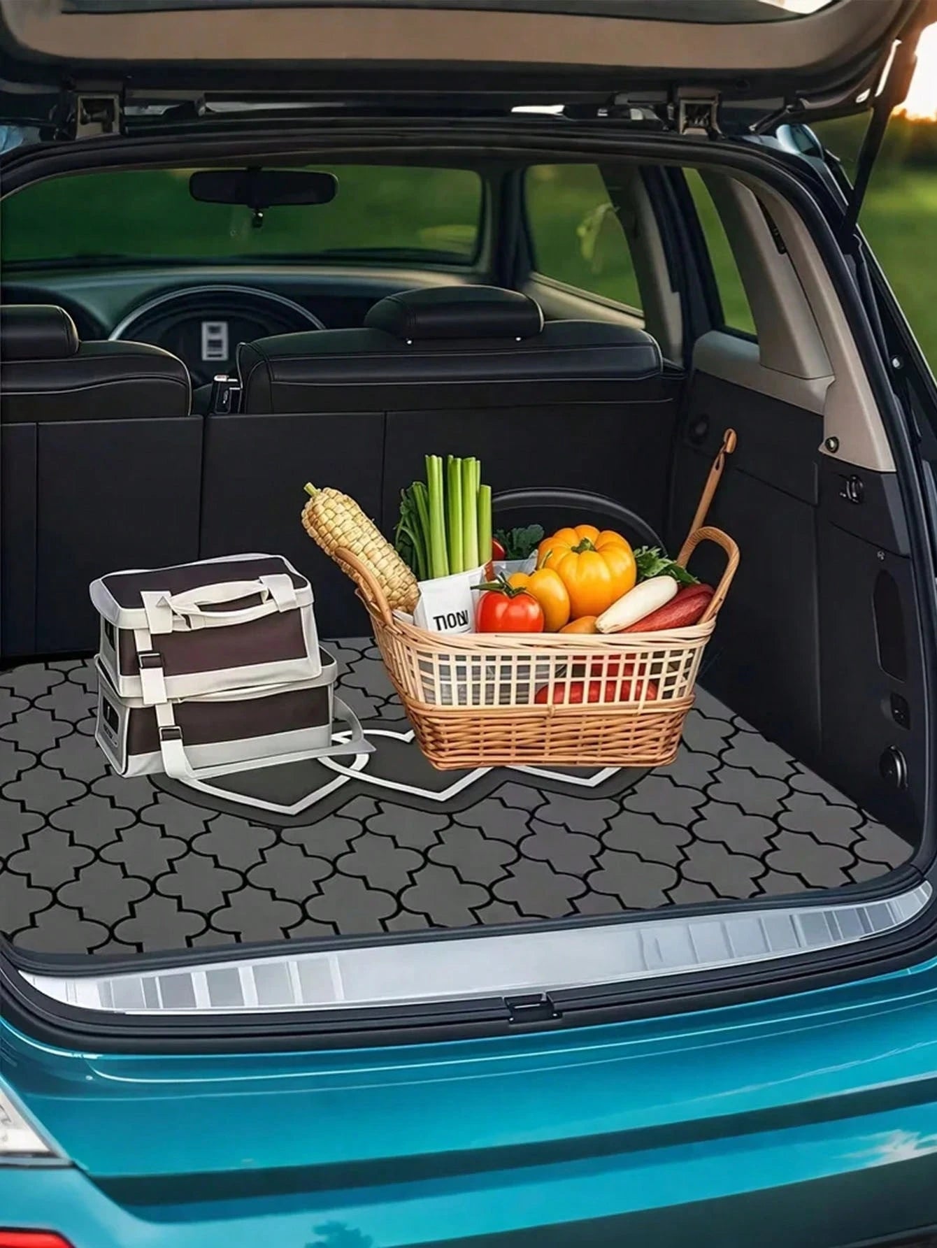 1PC Heart Print Car Trunk Mat, Elegant Universal Car Interior Trim For Multiple Models, Machine Washable & Easy To Clean Cargo Liner, Ideal Valentine's Day Gift For Women, Romantic Auto Accessories Fo