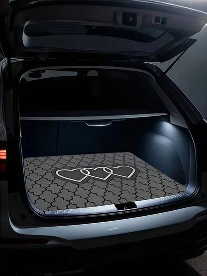 1PC Heart Print Car Trunk Mat, Elegant Universal Car Interior Trim For Multiple Models, Machine Washable & Easy To Clean Cargo Liner, Ideal Valentine's Day Gift For Women, Romantic Auto Accessories Fo