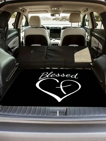 1PC Heart Print Car Trunk Mat, Elegant Universal Car Interior Trim For Multiple Models, Machine Washable & Easy To Clean Cargo Liner, Ideal Valentine's Day Gift For Women, Romantic Auto Accessories Fo