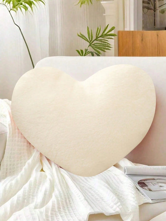 1pc Heart-Shaped Throw Pillow, Suitable For School Bedding, Dorm Decor, Living Room Sofa, Bedroom, Soft & Comfortable Decorative Cushion