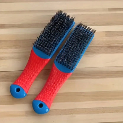1pc Heavy Duty Stainless Steel Wire Brush With Ergonomic Blue And Red Handle- Perfect For Removing Rust, Slag, Dirt And Paint, Deep Cleaning, Plastic Handle
