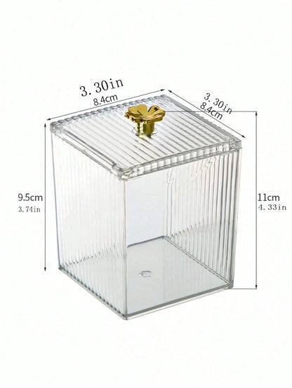 1pc High Transparency Sealed Dust-Proof Waterproof Stackable Acrylic Cosmetic Storage Box, Suitable For Lipstick, Hair Accessories, Makeup Tools, Skincare Products, Jewelry, Ideal For Bathroom, Dorm