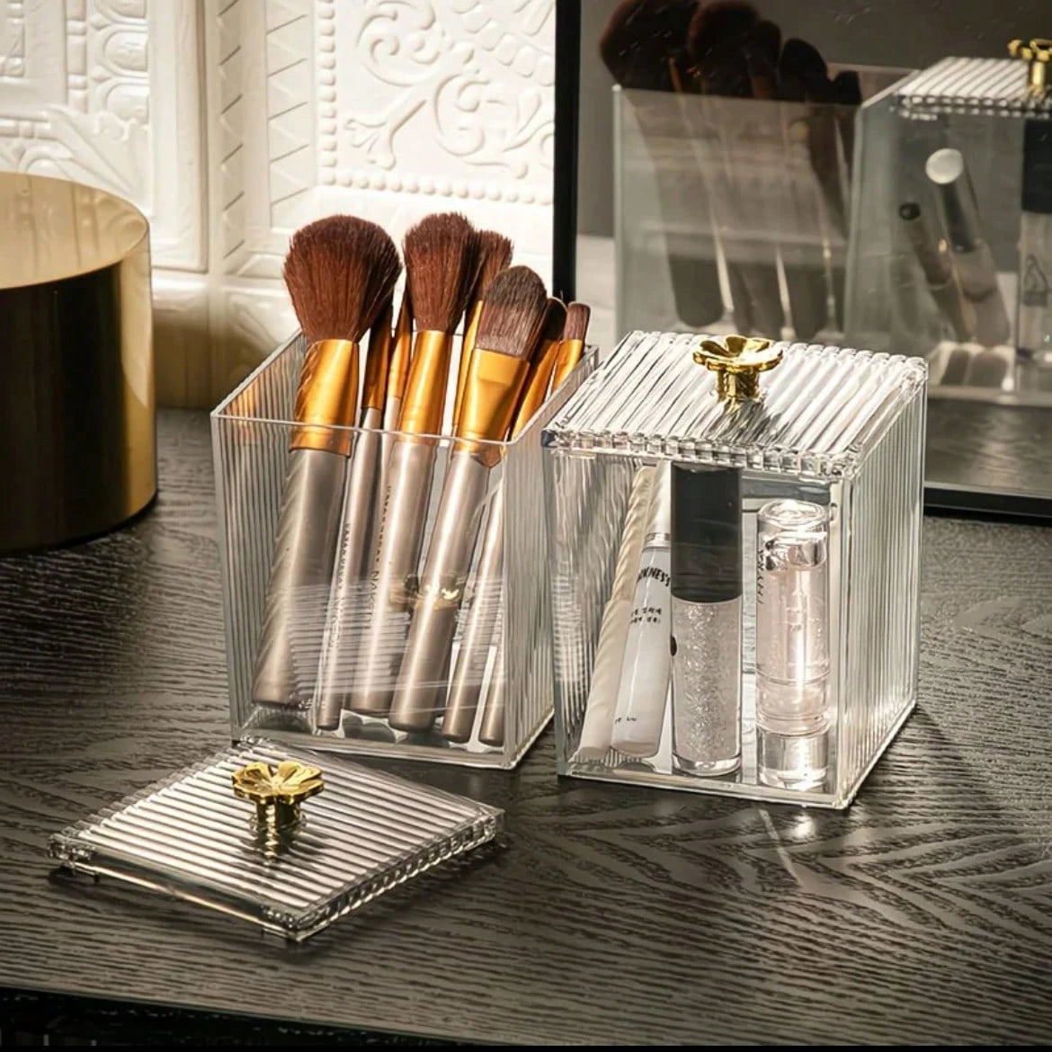 1pc High Transparency Sealed Dust-Proof Waterproof Stackable Acrylic Cosmetic Storage Box, Suitable For Lipstick, Hair Accessories, Makeup Tools, Skincare Products, Jewelry, Ideal For Bathroom, Dorm