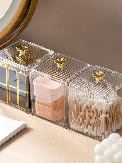1pc High Transparency Sealed Dust-Proof Waterproof Stackable Acrylic Cosmetic Storage Box, Suitable For Lipstick, Hair Accessories, Makeup Tools, Skincare Products, Jewelry, Ideal For Bathroom, Dorm