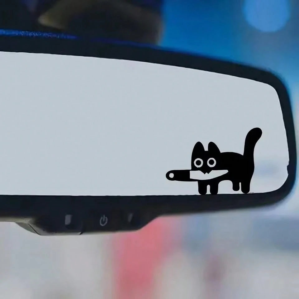 1Pc Horror Cat Silhouette Vinyl Sticker, Waterproof Decal For Car Rearview Mirror, Makeup Mirror, Phone & Computer 1.97X1.38inch