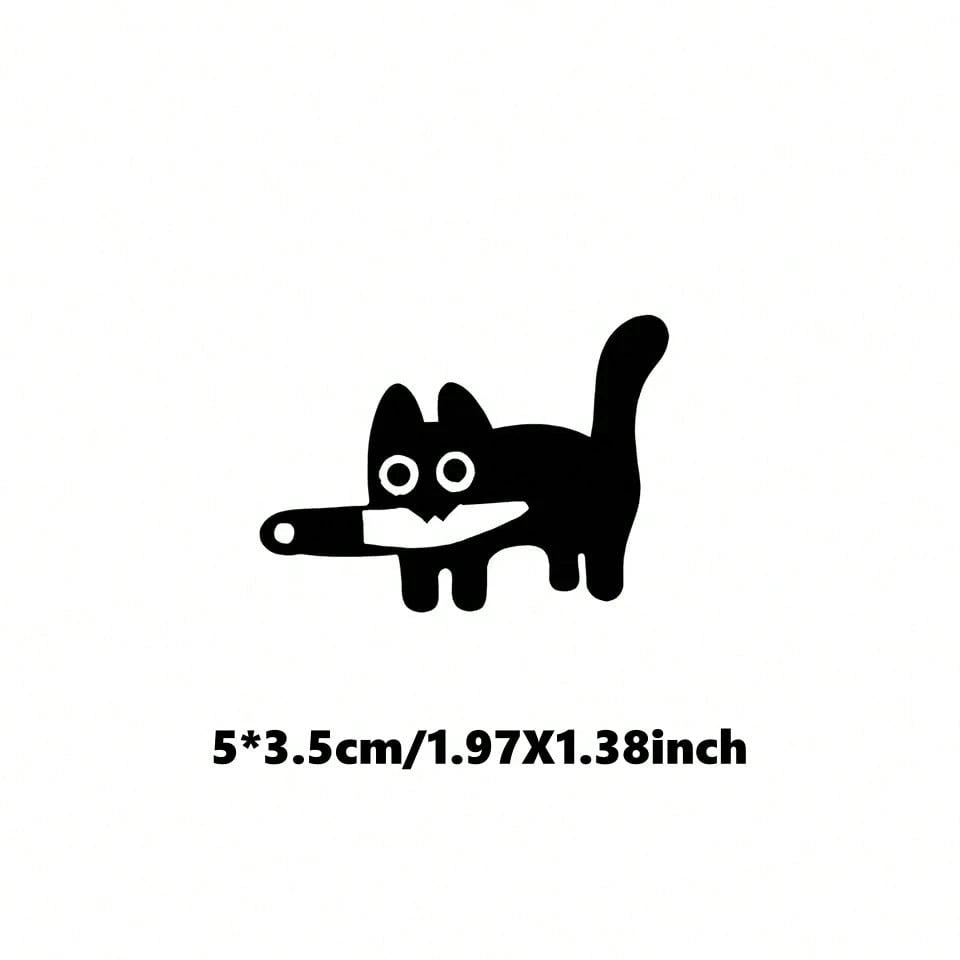 1Pc Horror Cat Silhouette Vinyl Sticker, Waterproof Decal For Car Rearview Mirror, Makeup Mirror, Phone & Computer 1.97X1.38inch