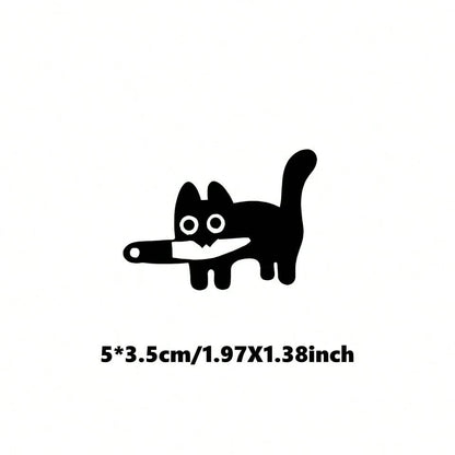1Pc Horror Cat Silhouette Vinyl Sticker, Waterproof Decal For Car Rearview Mirror, Makeup Mirror, Phone & Computer 1.97X1.38inch