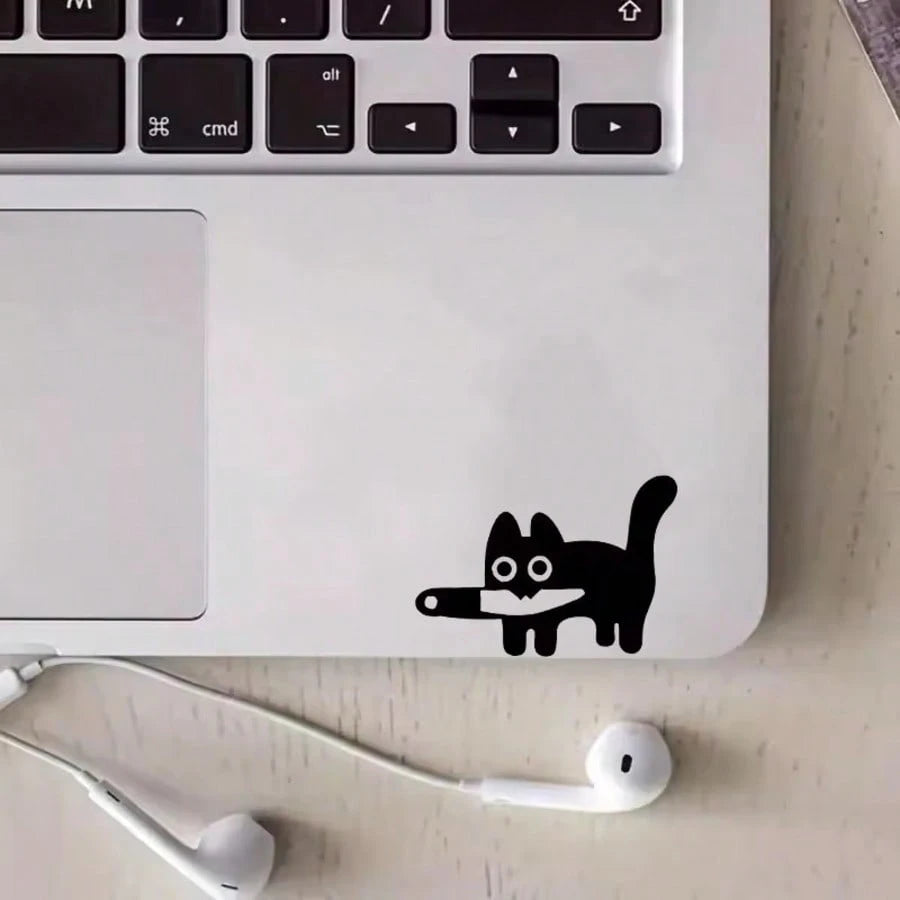 1Pc Horror Cat Silhouette Vinyl Sticker, Waterproof Decal For Car Rearview Mirror, Makeup Mirror, Phone & Computer 1.97X1.38inch