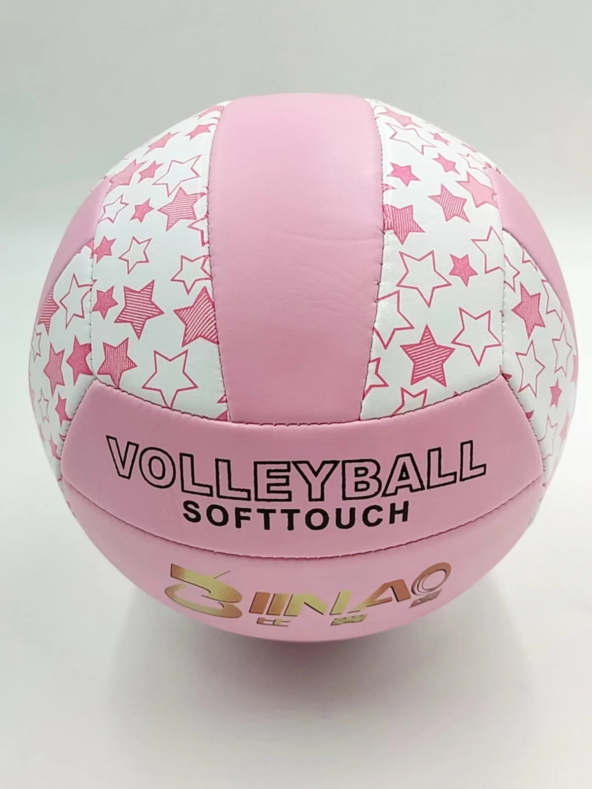 1pc Inflatable Volleyball, PVC Soft Star Design, Pink, Size 5, For Match Training And Beach Use, Star Pattern Color Assorted