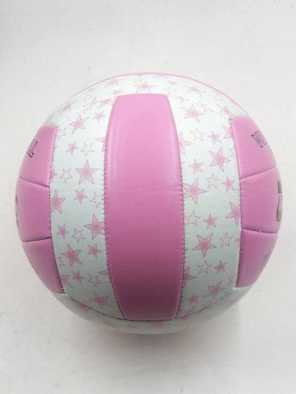1pc Inflatable Volleyball, PVC Soft Star Design, Pink, Size 5, For Match Training And Beach Use, Star Pattern Color Assorted