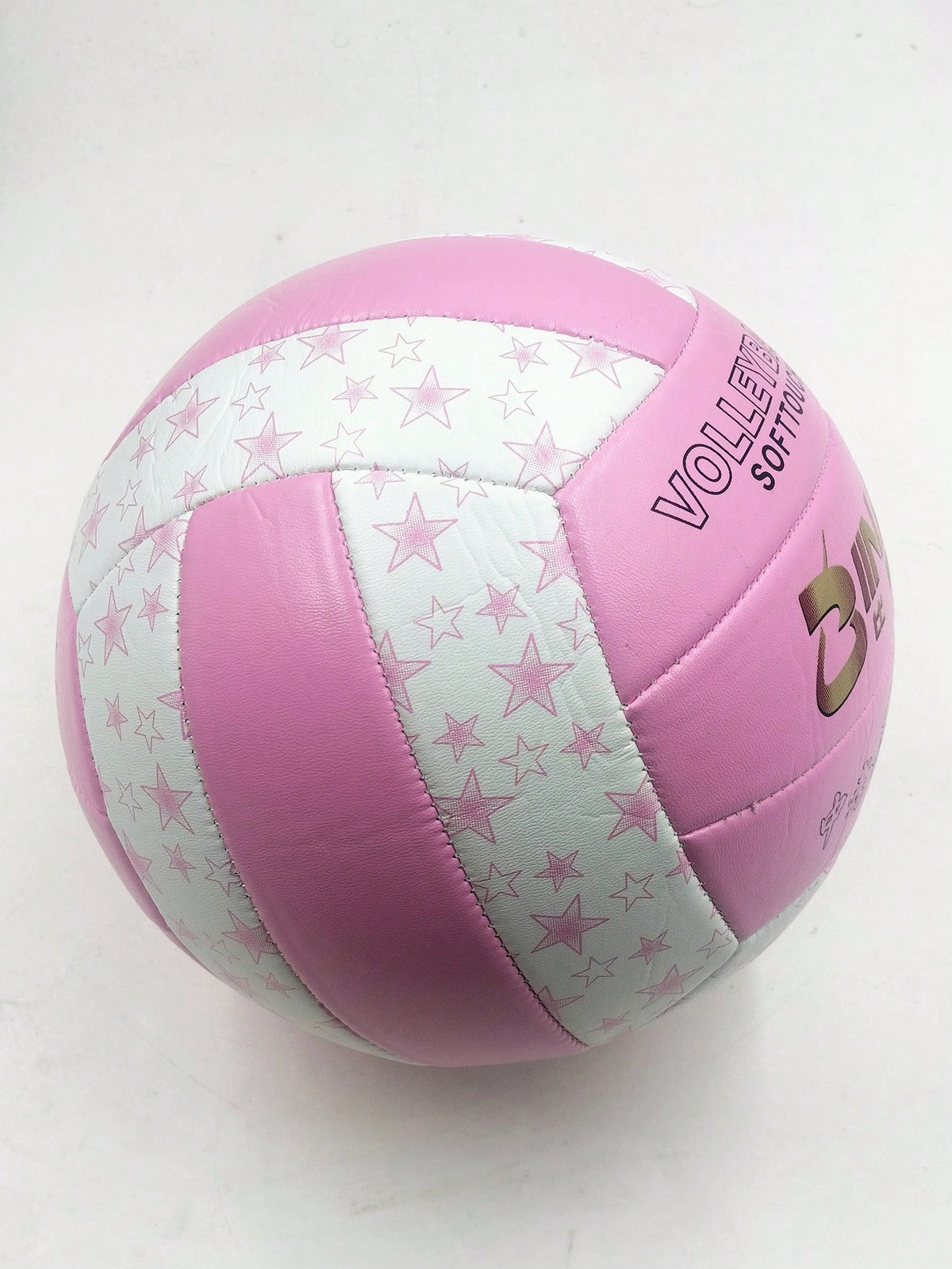 1pc Inflatable Volleyball, PVC Soft Star Design, Pink, Size 5, For Match Training And Beach Use, Star Pattern Color Assorted
