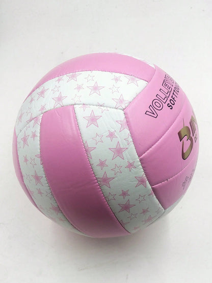 1pc Inflatable Volleyball, PVC Soft Star Design, Pink, Size 5, For Match Training And Beach Use, Star Pattern Color Assorted