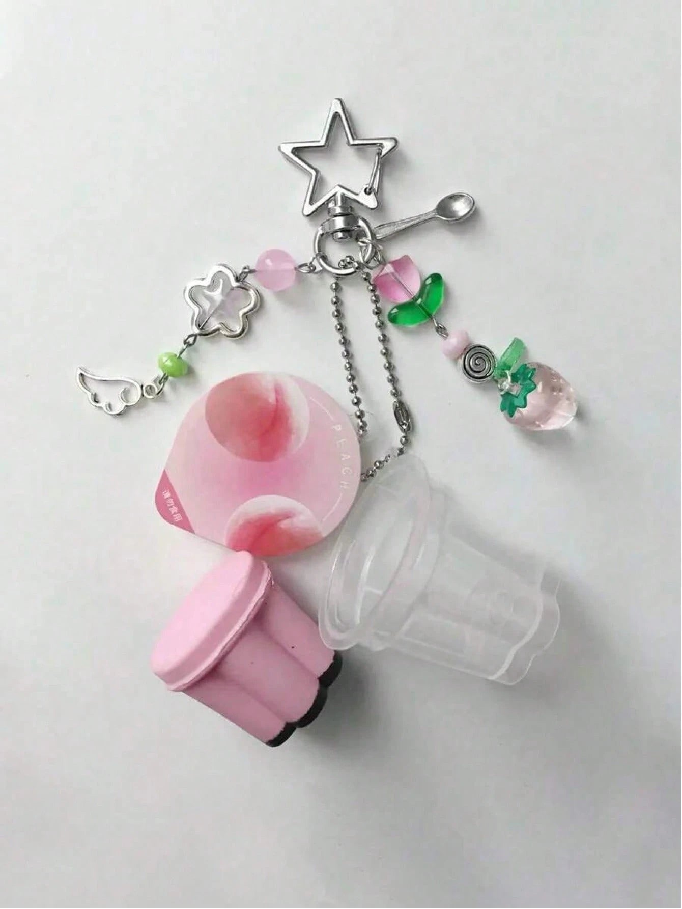 1pc Japan Prinki Keychain, Pink & Yellow Macaron Charm, Y2K Heisei Era Retro Beaded Accessory Kawaii Vacation Essentials Bag Accessories Bag Charm Accessories Charms For Bag Teacher Gifts Accessories