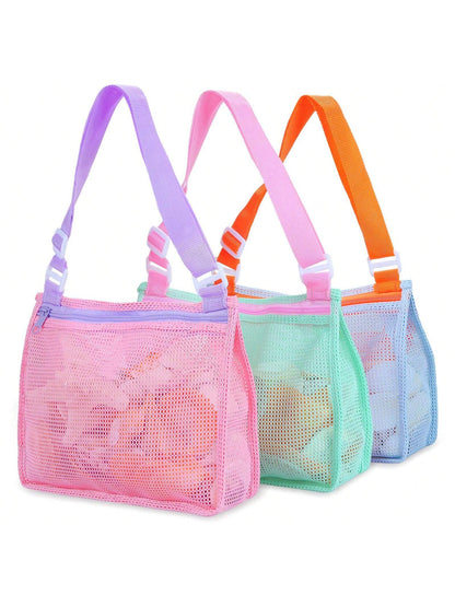 1pc Kids Mesh Beach Bag, 20cm X 24cm Beach Shell Storage Bag, Swimming Accessories For Boys & Girls, Suitable For Children Aged 3-12