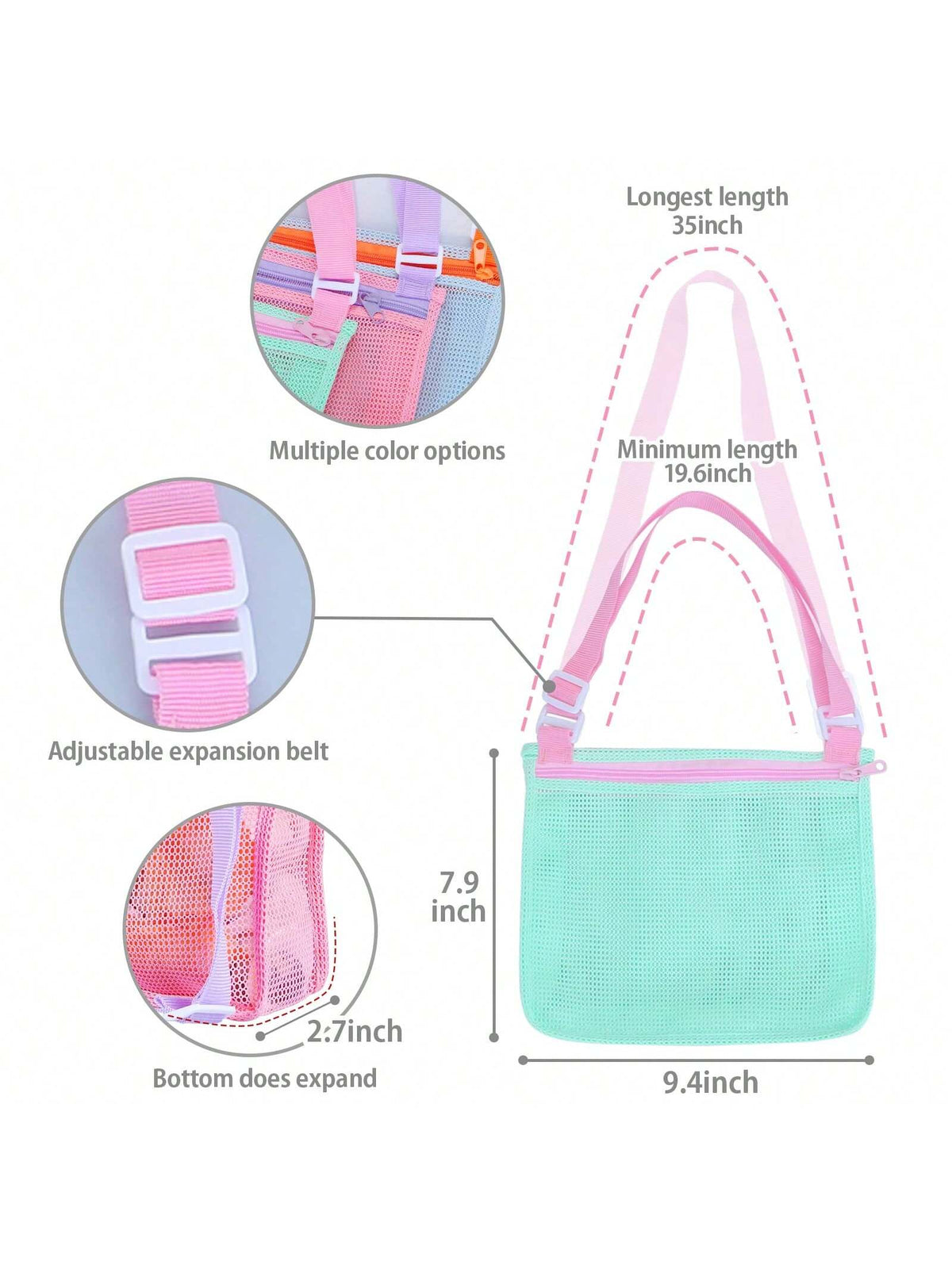 1pc Kids Mesh Beach Bag, 20cm X 24cm Beach Shell Storage Bag, Swimming Accessories For Boys & Girls, Suitable For Children Aged 3-12