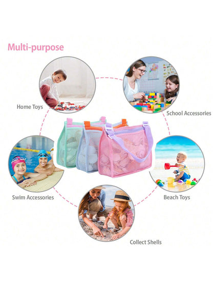 1pc Kids Mesh Beach Bag, 20cm X 24cm Beach Shell Storage Bag, Swimming Accessories For Boys & Girls, Suitable For Children Aged 3-12