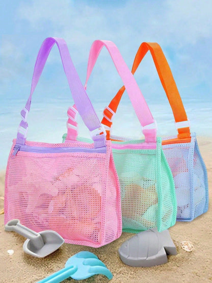 1pc Kids Mesh Beach Bag, 20cm X 24cm Beach Shell Storage Bag, Swimming Accessories For Boys & Girls, Suitable For Children Aged 3-12