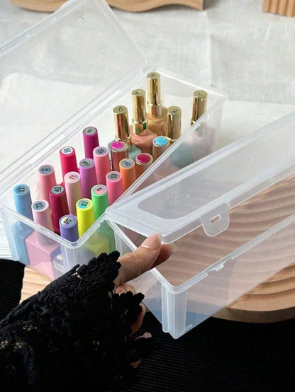 1pc Large Transparent PP Nail Polish Storage Box, Stackable Nail Art Tool Organizer, Salon-Grade Beauty Accessory Box, Gift For Her, Christmas Gift, Ideal Gift, Room Decor