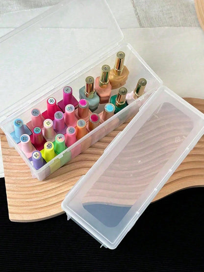 1pc Large Transparent PP Nail Polish Storage Box, Stackable Nail Art Tool Organizer, Salon-Grade Beauty Accessory Box, Gift For Her, Christmas Gift, Ideal Gift, Room Decor
