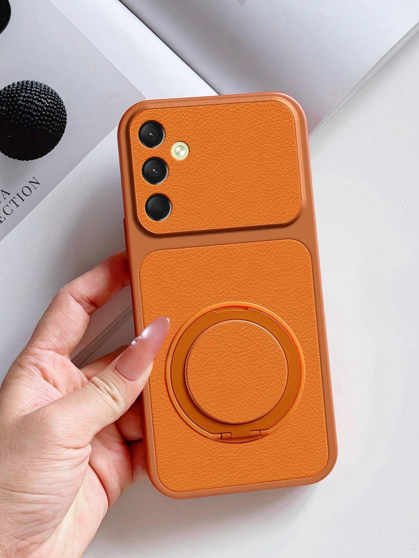 1pc Leather Texture Kickstand Phone Case Compatible With Galaxy S25, S24, S24Plus/S24+, S24Ultra, S24FE, S20, S21, S22, S23 And 11/11 Pro/11 Pro Max/12/12 Pro/12 Pro Max/13/13 Pro/13 Pro Max/14/14 Pro
